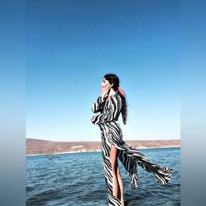 One of a kind linen beach cover up